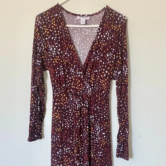 Motherhood Maternity | Dresses | Floral Wrap Long Sleeve Maternity Maxi  Dress Wine Floral | Poshmark